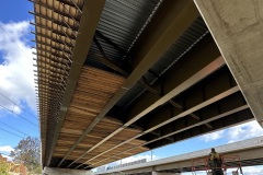 November 2023 - Deck construction for the new bridge at Penndel/Business U.S. 1 Interchange and adjacent rail lines.